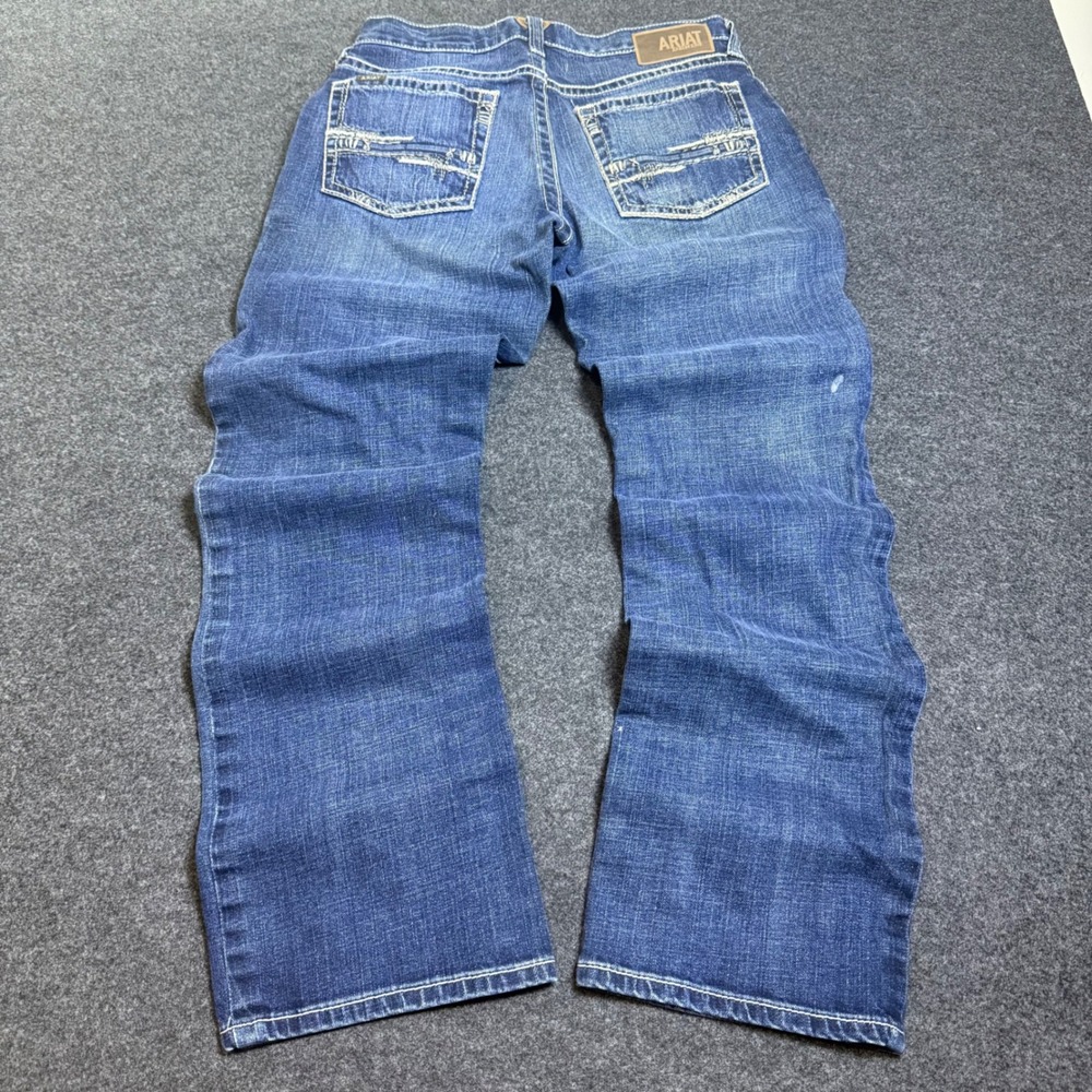 Ariat M4 Boot Cut Jeans Mens 33x34 Dark Wash Western Low Rise Heavy Stitch Denim
